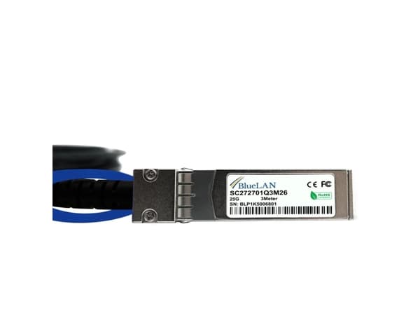 BlueOptics SFP-25G-50CM-EN-BL, 0,5 m, SFP28, SFP28, Uros/uros, Musta, 25 Gbit/s