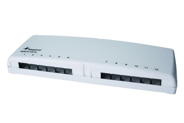 Telegärtner Mini Distributor MPD12 - Abelfördelningsdosa - kan monteras på DIN-skena - alpine white - 12 portar