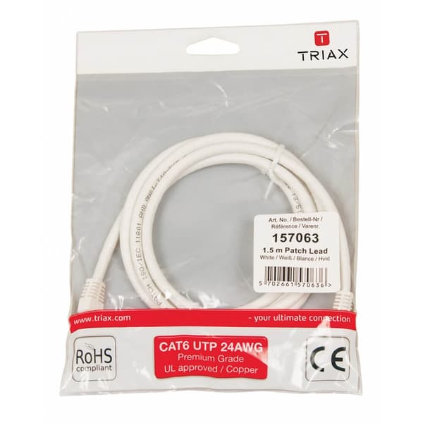 Triax Nätverkskabel CAT6 UTP PVC 1.5m Vit