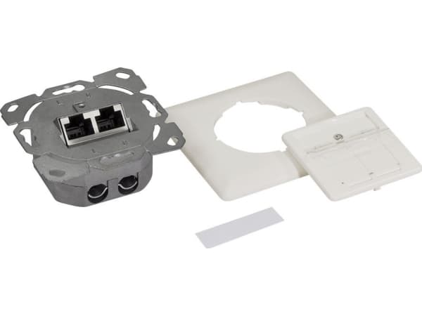LogiLink Cat.6A verkkopistorasia UP2x RJ45 suojattu, puhtaan valkoinen