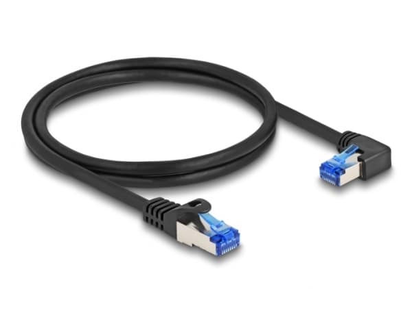 Delock RJ45 verkkokaapeli Cat.6A S/FTP suora/oikea kulma 1 m musta