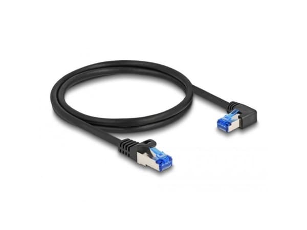 Delock RJ45 verkkokaapeli Cat.6A S/FTP suora/oikea kulma 1 m musta