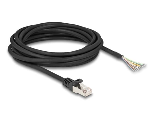 Delock-kabel RJ50-kontakt för öppna kabeländar S/FTP 5 m svart