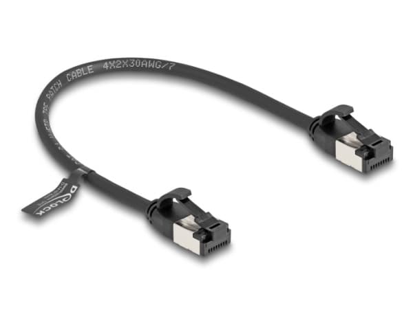 Delock - Nettverkskabel - RJ-45 (hann) til RJ-45 (hann) - 25 cm - U/FTP - CAT 8.1 - uten hindringer - svart