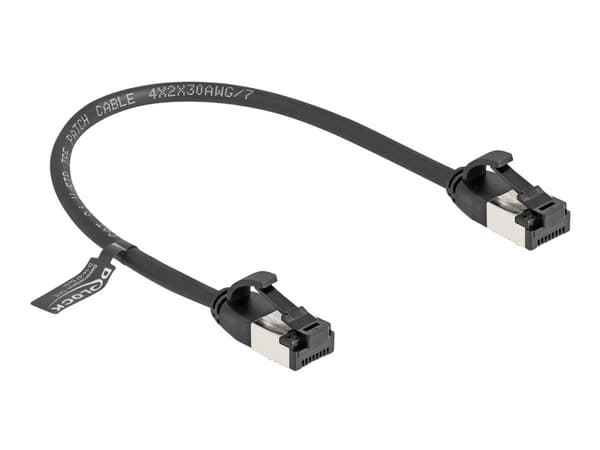 Delock - Nettverkskabel - RJ-45 (hann) til RJ-45 (hann) - 25 cm - U/FTP - CAT 8.1 - uten hindringer - svart