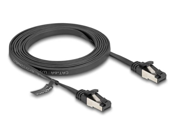 Delock - Patch-kabel - RJ-45 (hane) till RJ-45 (hane) - 2 m - U/FTP - CAT 8.1 - hakfri, platt - svart