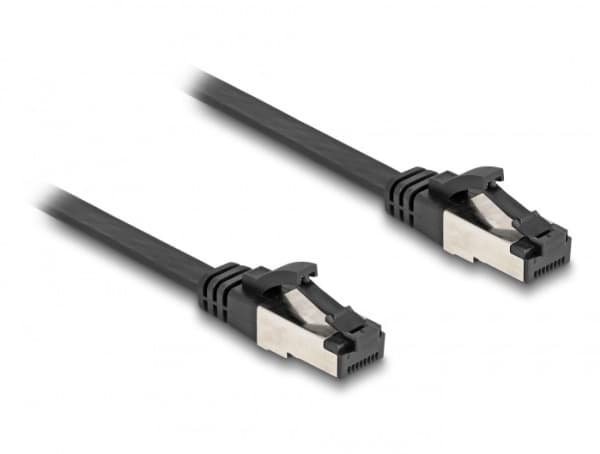 Delock - Patch-kabel - RJ-45 (hane) till RJ-45 (hane) - 2 m - U/FTP - CAT 8.1 - hakfri, platt - svart
