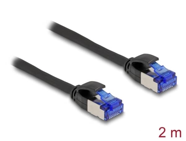 Delock RJ45 verkkokaapeli Cat.6A S/FTP Slim 2 m musta