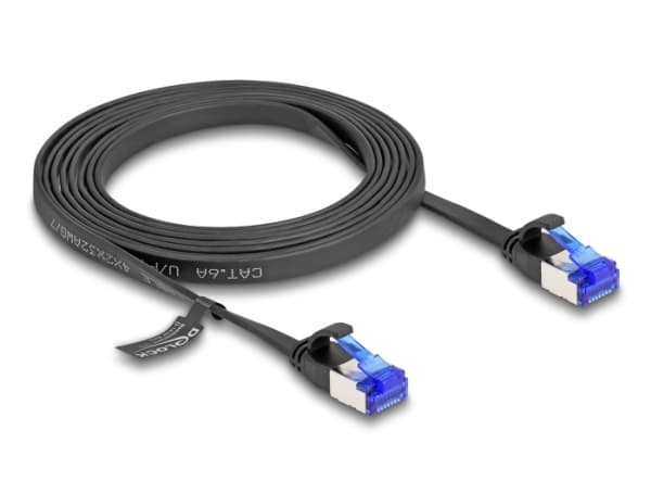 Delock - Koblingskabel - RJ-45 (hann) til RJ-45 (hann) - 2 m - U/FTP - CAT 6a - uten hindringer, flat - svart