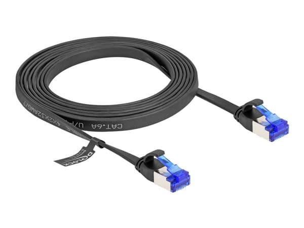 Delock - Koblingskabel - RJ-45 (hann) til RJ-45 (hann) - 2 m - U/FTP - CAT 6a - uten hindringer, flat - svart