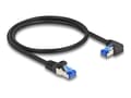 Miniatyrbild 1 av 5: Delock - Nätverkskabel - RJ-45 (hane) rak till RJ-45 (hane) högervinklad - 50 cm - 6 mm - S/FTP - CAT 6a - halogenfri, hakfri - svart
