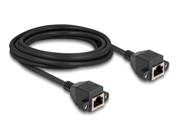 Delock - Nettverksforlengelseskabel - RJ-50 (hunn) med mutre til RJ-50 (hunn) med mutre - 3 m - S/FTP - svart