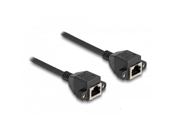 Delock - Nettverksforlengelseskabel - RJ-50 (hunn) med mutre til RJ-50 (hunn) med mutre - 3 m - S/FTP - svart