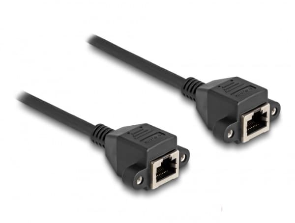 Delock - Nettverksforlengelseskabel - RJ-50 (hunn) med mutre til RJ-50 (hunn) med mutre - 3 m - S/FTP - svart