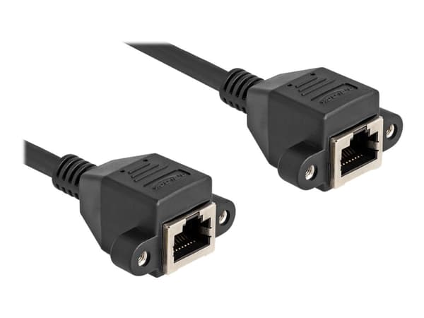 Delock - Nettverksforlengelseskabel - RJ-50 (hunn) med mutre til RJ-50 (hunn) med mutre - 3 m - S/FTP - svart