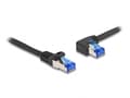 Pikkukuva 1 / 3: Delock RJ45 verkkokaapeli Cat.6A S/FTP suora / vasen kulma 0,5 m musta