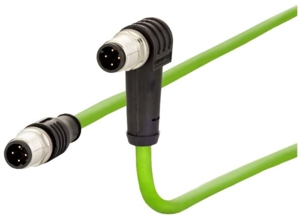 Metz Connect 142M1D19050 M12 Netværkskabel, patchkabel CAT 5e SF/FTP 5.00 m Grøn PUR-kappe, Syrebestandig, Ozonbestandig, UV-bestandig, Egnet til slæ