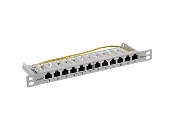 InLine 76819I, RJ45, Cat6a, Harmaa, Telinekiinnitys, 0.5U, IEC 60603-7-5