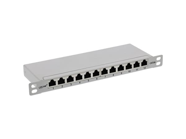 InLine 76819I, RJ45, Cat6a, Grå, Rackmontering, 0.5U, IEC 60603-7-5 Grå