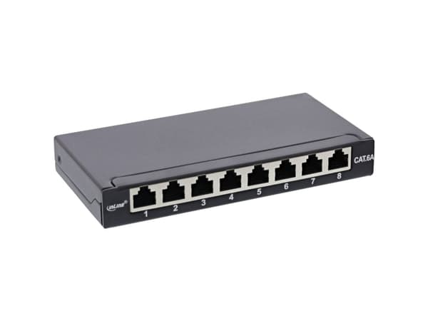 InLine 76818S, RJ45, Cat6a, Svart, Väggmontering, 0.5U, IEC 60603-7-5