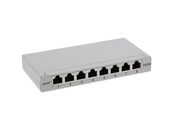 InLine 76818I, RJ45, Cat6a, Harmaa, Seinäkiinnitys, 0.5U, IEC 60603-7-5 Harmaa