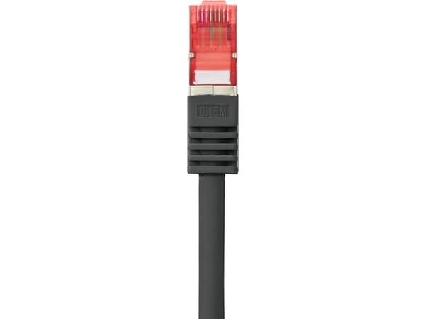 Renkforce RF-5469256 RJ45 Verkkokaapeli, liitäntäkaapeli CAT 6 S/FTP 2.00 m Musta lukitussuojalla, kullatut liittimet, paloturvallinen 1 kpl 1 kpl