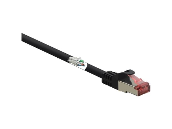 Renkforce RF-5469256 RJ45 Verkkokaapeli, liitäntäkaapeli CAT 6 S/FTP 2.00 m Musta lukitussuojalla, kullatut liittimet, paloturvallinen 1 kpl 1 kpl