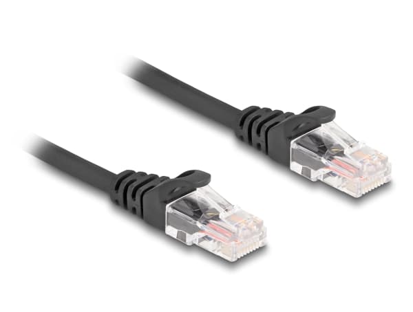 Delock - Nettverkskabel - RJ-45 (hann) til RJ-45 (hann) - 2 m - 5 mm - CAT 5e - formstøpt, uten hindringer, spiral - svart