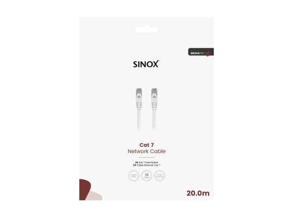 Sinox PRO S-FTP Cat7 nätverkskabel. 20m. vit