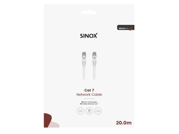 Sinox PRO S-FTP Cat7 nätverkskabel. 20m. vit