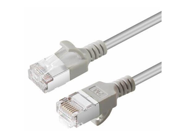 MicroConnect - Nettverkskabel - RJ-45 (hann) til RJ-45 (hann) - 3 m - U/FTP - CAT 6a - halogenfri, slank, uten hindringer - grå