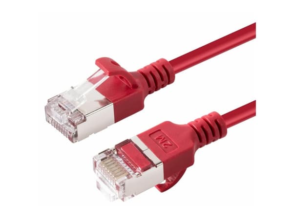 MicroConnect - Nettverkskabel - RJ-45 (hann) til RJ-45 (hann) - 5 m - U/FTP - CAT 6a - halogenfri, uten hindringer, slank - rød