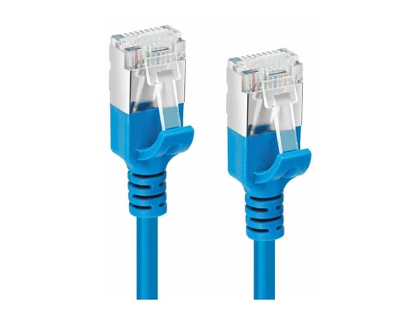 MicroConnect - Nettverkskabel - RJ-45 (hann) til RJ-45 (hann) - 1 m - U/FTP - CAT 6a - halogenfri, slank, uten hindringer - blå