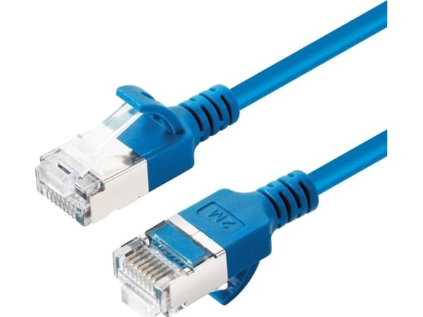 MicroConnect - Nettverkskabel - RJ-45 (hann) til RJ-45 (hann) - 1 m - U/FTP - CAT 6a - halogenfri, slank, uten hindringer - blå