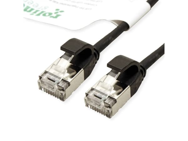 Roline vihreä 21443352 RJ45 Verkkokaapeli, patch-kaapeli CAT 6A U/FTP 0,5 m Musta 1 kpl