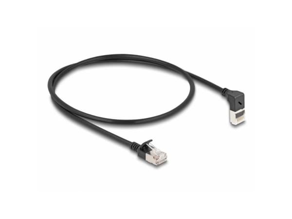 Delock - Nettverkskabel - RJ-45 (hann) oppvinklet til RJ-45 (hann) rett - 50 cm - 4.5 mm - S/FTP - CAT 6a - halogenfri - svart