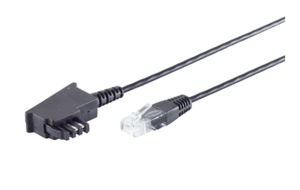 S-Conn 12-09155, 1,5 m, TAE-F, RJ-45, Sort, Hanstik, Hanstik