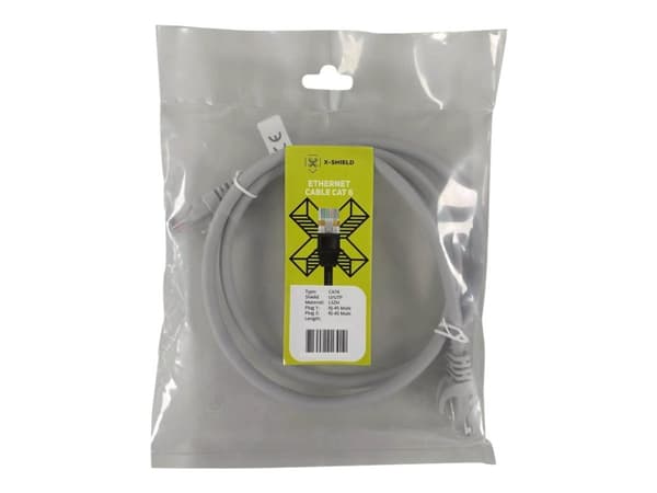 X-Shield - Patch-kabel - RJ-45 (hane) till RJ-45 (hane) - 30 m - UTP - CAT 6 - halogenfri, formpressad, hakfri - grå