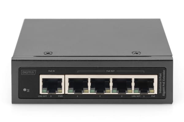 DIGITUS - Nätverk/strömförstärkare - 1GbE - 10Base-T, 100Base-TX, 1000Base-T - 5 portar - upp till 100 m