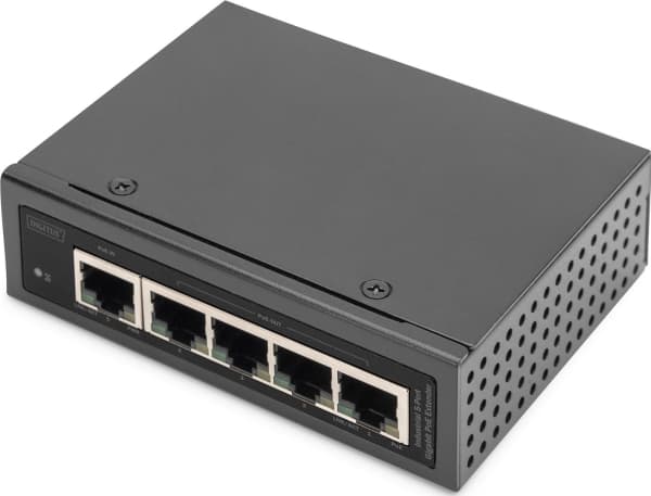 DIGITUS - Nätverk/strömförstärkare - 1GbE - 10Base-T, 100Base-TX, 1000Base-T - 5 portar - upp till 100 m