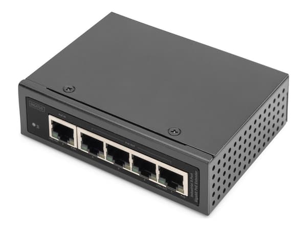 DIGITUS - Nätverk/strömförstärkare - 1GbE - 10Base-T, 100Base-TX, 1000Base-T - 5 portar - upp till 100 m Grå