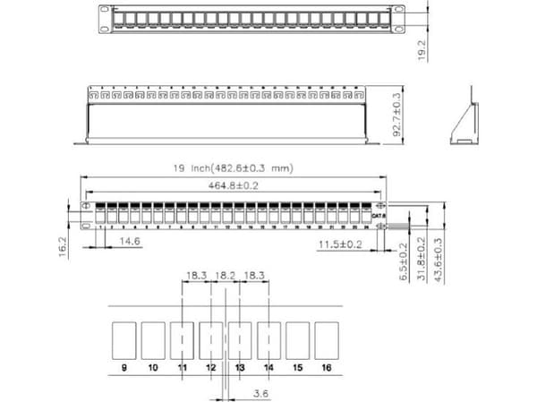 EFB Elektronik 11124115, Svart, Stål, 1U, 482,6 mm, 43,6 mm, 92,7 mm