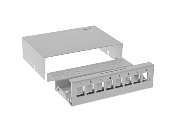 InLine 76268, DIN-skinne, RJ-45, Grå, SPCC