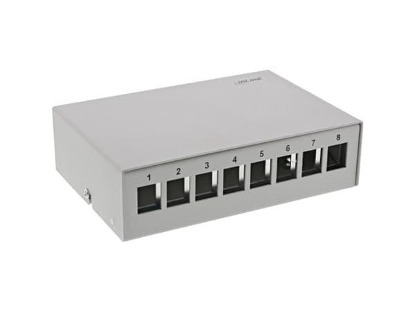 InLine 76268, DIN-skinne, RJ-45, Grå, SPCC