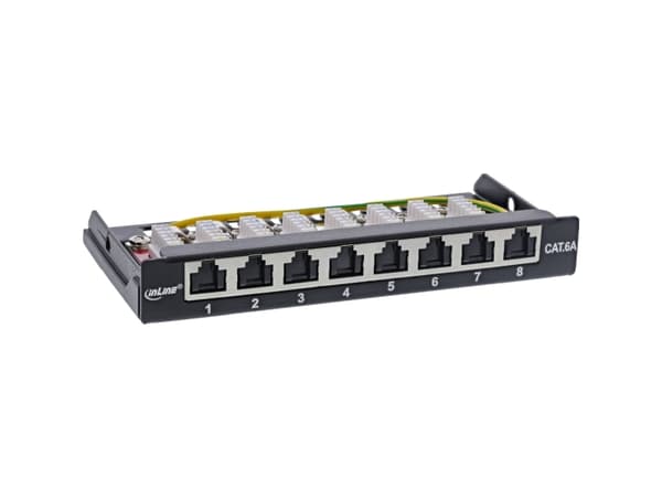 InLine 76818B, RJ45, Cat6a, Sort, Veggmontering, 0.5U, 23 mm