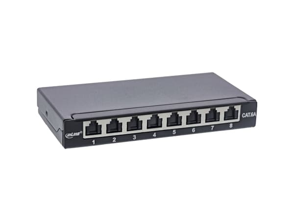 InLine 76818B, RJ45, Cat6a, Sort, Veggmontering, 0.5U, 23 mm Sort