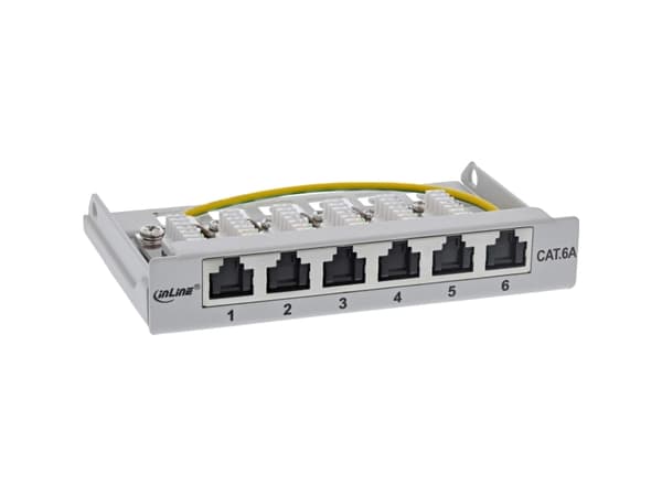 InLine 76816A, RJ45, Cat6a, Grå, Rackmontering, 0.5U, 23 mm