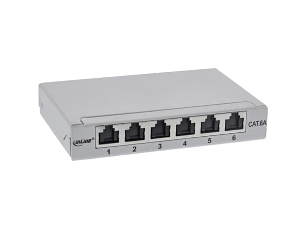 InLine 76816A, RJ45, Cat6a, Grå, Rackmontering, 0.5U, 23 mm Grå