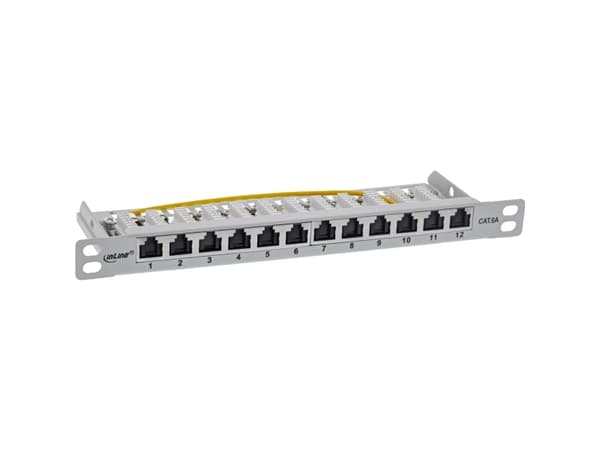 InLine 76819A, RJ45, Cat6a, Harmaa, Telinekiinnitys, 0.5U, 23 mm
