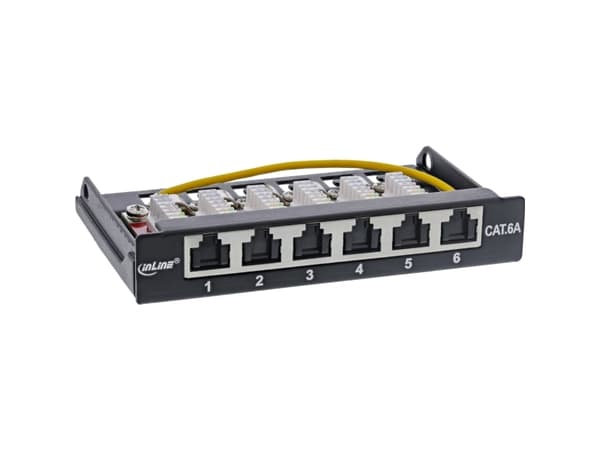 InLine 76816B, RJ45, Cat6a, Sort, Rackmontering, 0.5U, 23 mm
